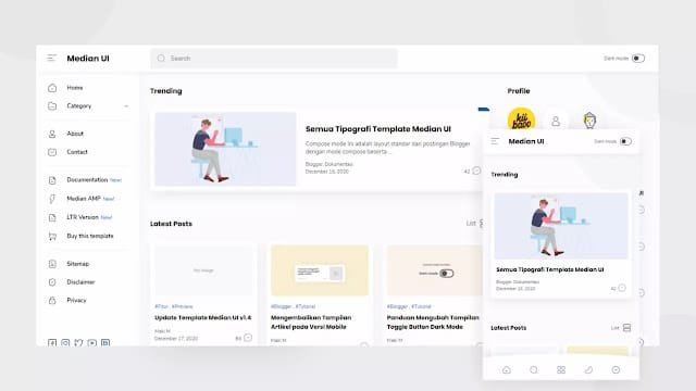 Median UI v1.7 Premium Blogger Template Free Download